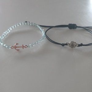 Dainty compass and anchor bracelet